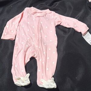 Carter's Pink and White Polka Dot Footie